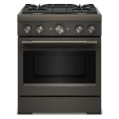 KitchenAid 30" 4.1 cu. ft. True Convention 4-Burner Dual Fuel Air Fry Range - Black Ore