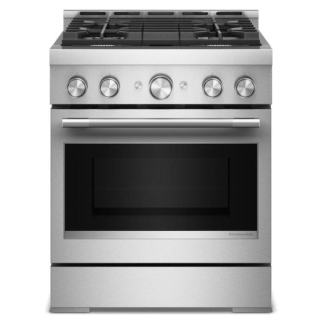 KitchenAid Gas Range Commercial-Style 4.1-ft³ 30-in withTrue Convection - Stainless Steel