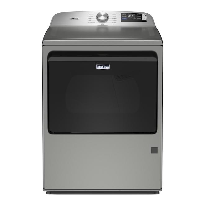 Maytag Smart Gas Dryer 7.4 ft³ with Extra Power and Advanced Moisture Sensing - Classic Silver