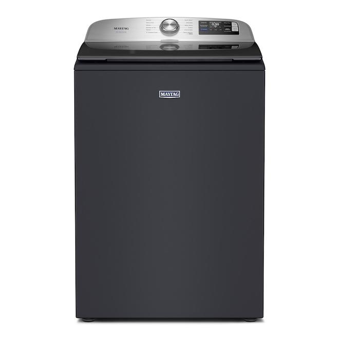 Maytag Smart Washer 6.0-ft³ Top Load with Agitator and Sanitize Oxi Cycle - Midnight Steel