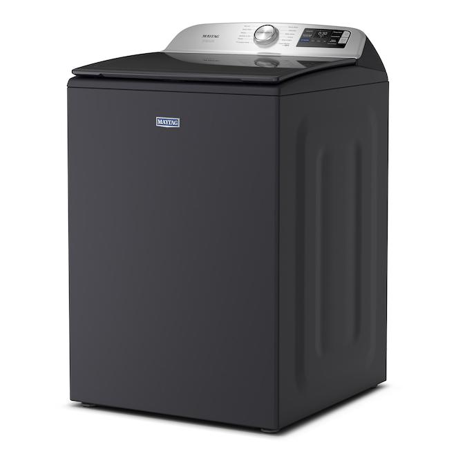 Maytag Smart Washer 6.0-ft³ Top Load with Agitator and Sanitize Oxi Cycle - Midnight Steel