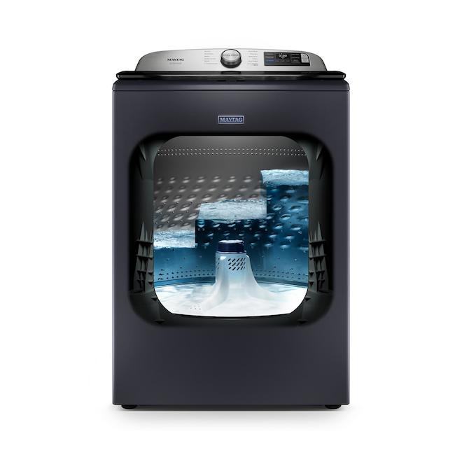 Maytag Smart Washer 6.0-ft³ Top Load with Agitator and Sanitize Oxi Cycle - Midnight Steel