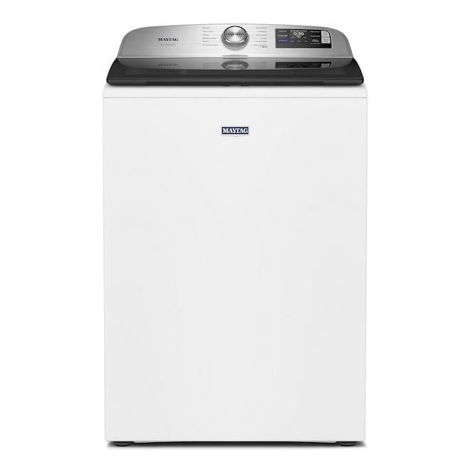 Maytag Smart Washer 6.0-ft³ Top Load with Agitator and Sanitize Oxi Cycle - White