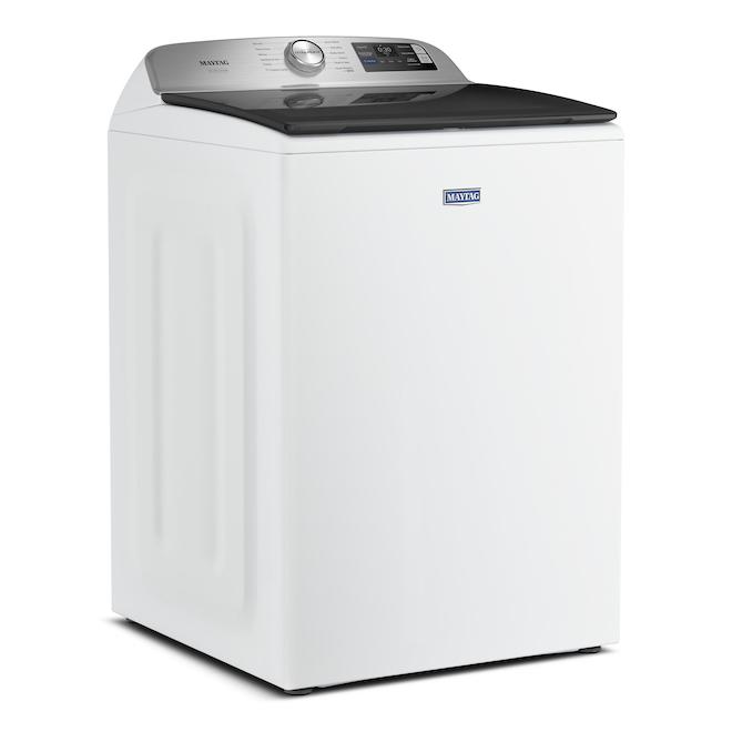 Maytag Smart Washer 6.0-ft³ Top Load with Agitator and Sanitize Oxi Cycle - White