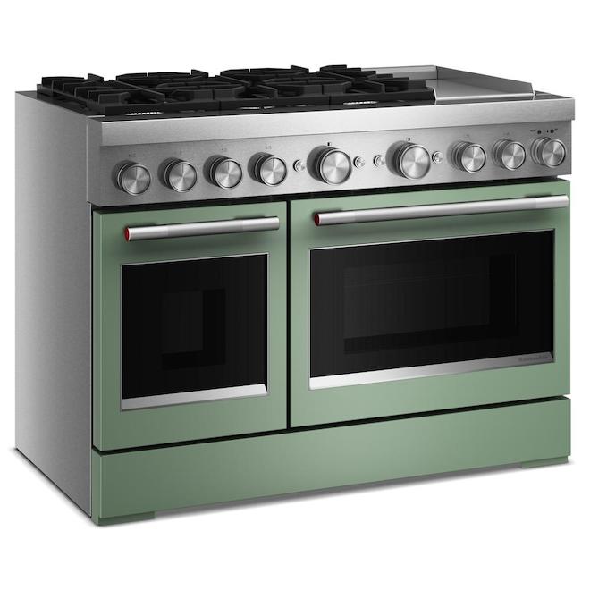 KitchenAid Dual Fuel Range 48-in with Double Oven with 6 Burners and Griddle - Cardamom