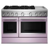 KitchenAid 48" 6.3 cu. ft. True Convection Free-Standing 6-Burner Dual Fuel Range w/Electric Griddle - Wildflower