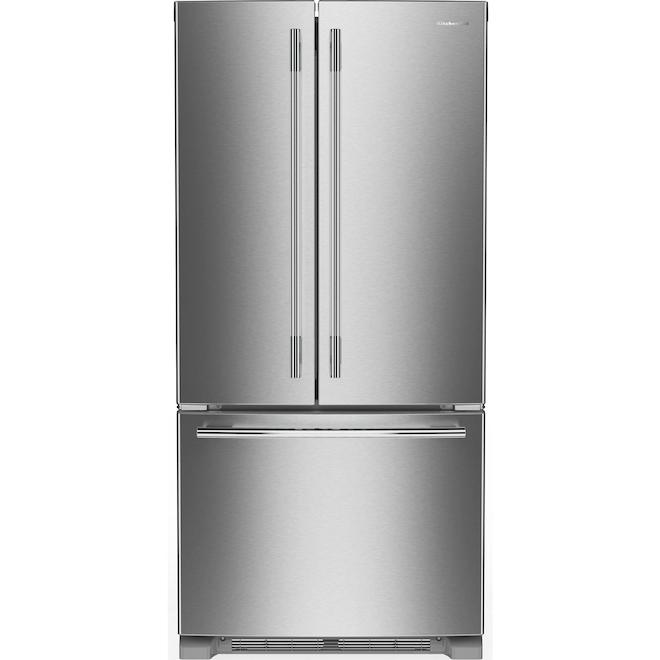 KitchenAid French-Door Refrigerator 22.11-ft³ 33-in with Internal Water Dispenser - Stainless Steel