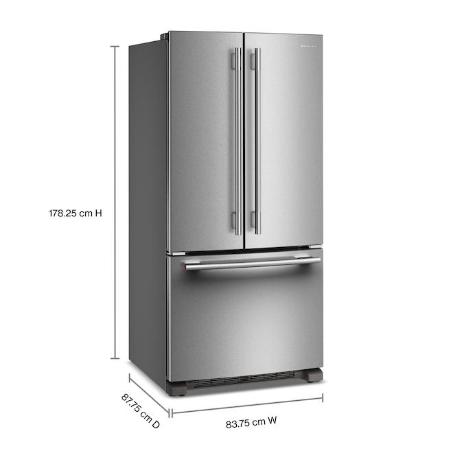 KitchenAid French-Door Refrigerator 22.11-ft³ 33-in with Internal Water Dispenser - Stainless Steel