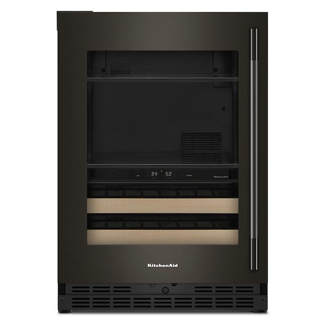 KitchenAid Built-In Beverage Centre 24-in 4.8-ft³ Right-Hand - Wood and Black Ore