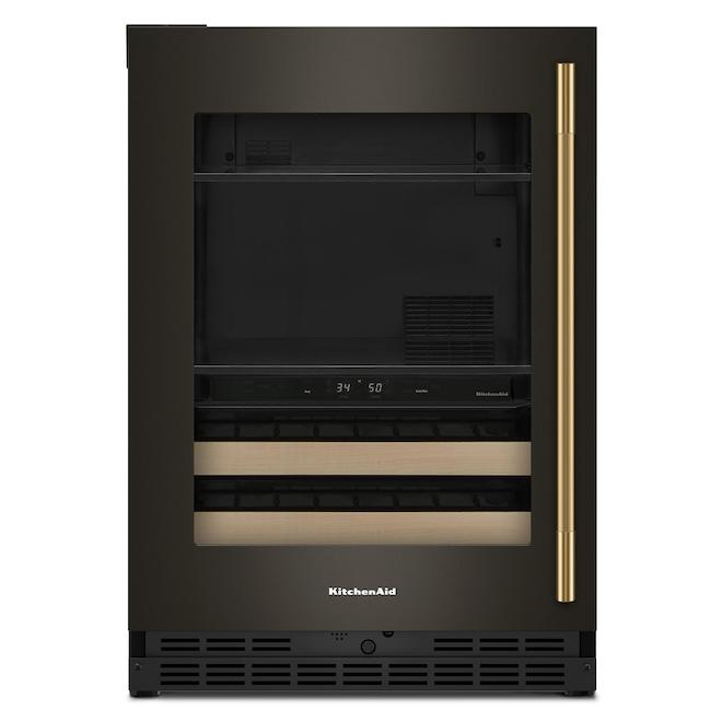KitchenAid Built-In Beverage Centre 24-in 4.8-ft³ Right-Hand - Wood and Black Ore