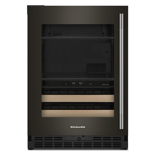 KitchenAid Built-In Beverage Centre 24-in 4.8-ft³ Right-Hand - Wood and Black Ore