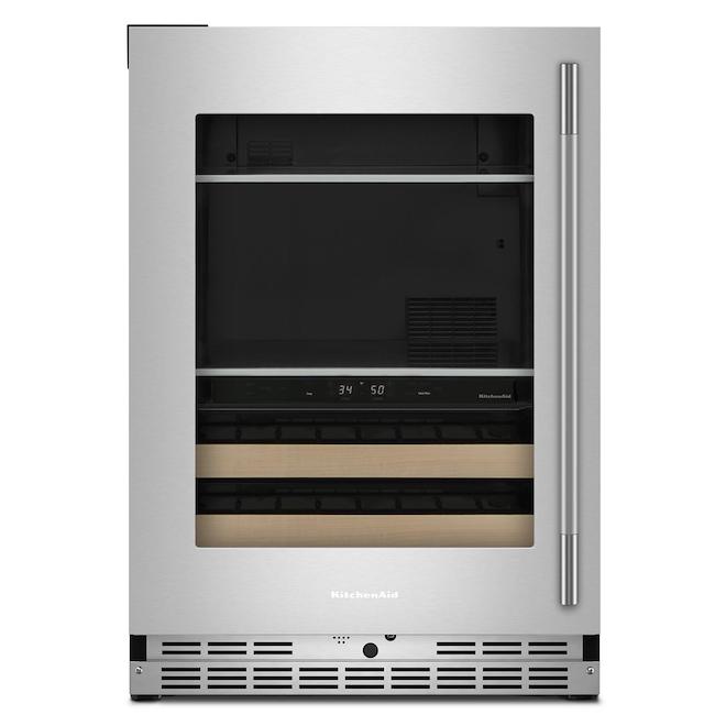 KitchenAid Built-In Beverage Centre 24-in 4.8-ft³ Right-Hand - Wood and Stainless Steel