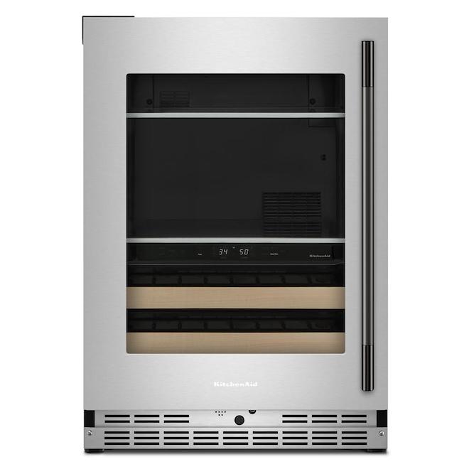 KitchenAid Built-In Beverage Centre 24-in 4.8-ft³ Right-Hand - Wood and Stainless Steel