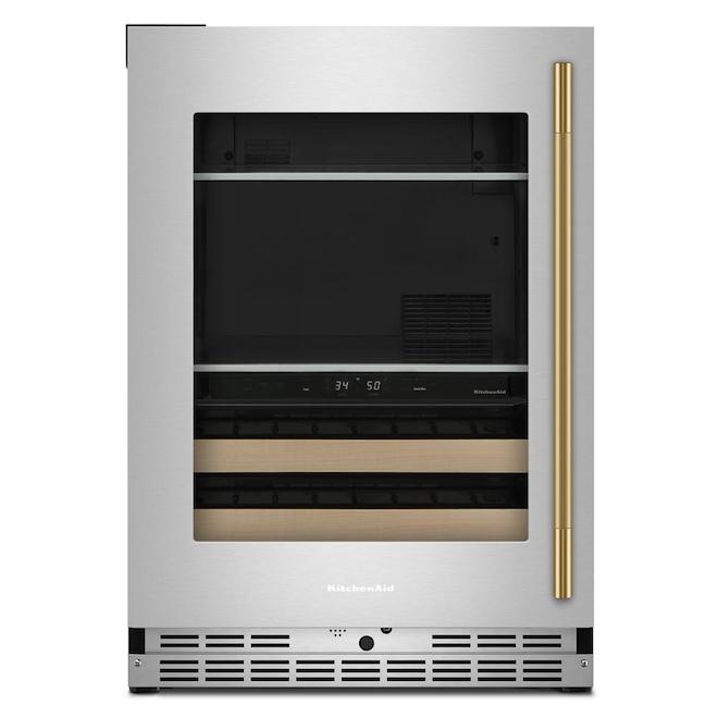 KitchenAid Built-In Beverage Centre 24-in 4.8-ft³ Right-Hand - Wood and Stainless Steel