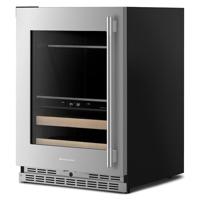 KitchenAid Built-In Beverage Centre 24-in 4.8-ft³ Right-Hand - Wood and Stainless Steel