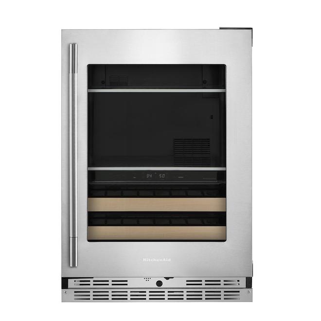 KitchenAid Freestanding Beverage Centre 24-in 4.8-ft³ Left-Hand - Wood and Stainless Steel