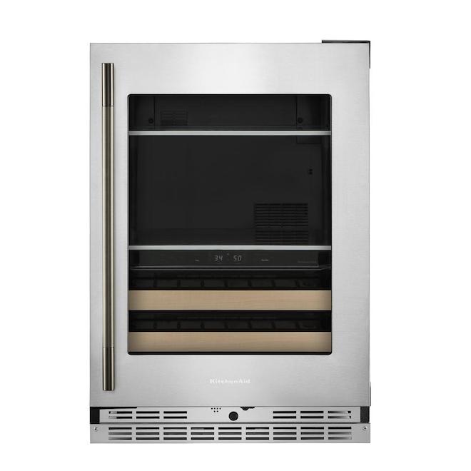 KitchenAid Freestanding Beverage Centre 24-in 4.8-ft³ Left-Hand - Wood and Stainless Steel