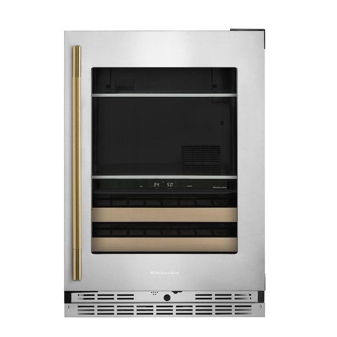 KitchenAid Freestanding Beverage Centre 24-in 4.8-ft³ Left-Hand - Wood and Stainless Steel