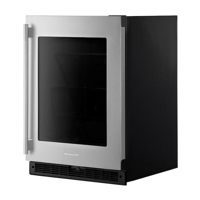 KitchenAid Undercounter Refrigerator 24-in with Glass Door - Stainless Steel