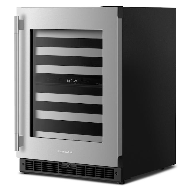 KitchenAid Undercounter Wine Cellar 24-in with Full-Width Racks with Metal-Front Racks - Stainless Steel