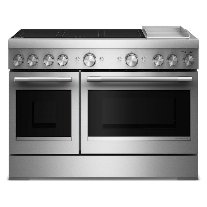 KitchenAid Induction Range Commercial-Style 48-in 6.3-ft³ with Dual Oven - Stainless Steel