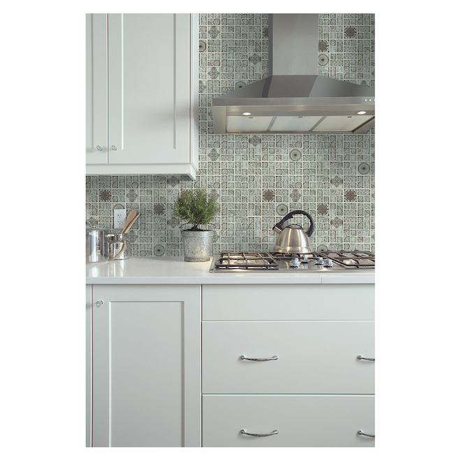 American Olean Loren Place 12-in x 12-in Nirvana Print Glass Random Mosaic Wall Tile