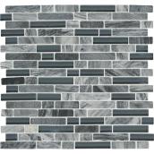 Westport 12-in x 12-in Grey Linear Stone and Glass Mosaic Wall Tile