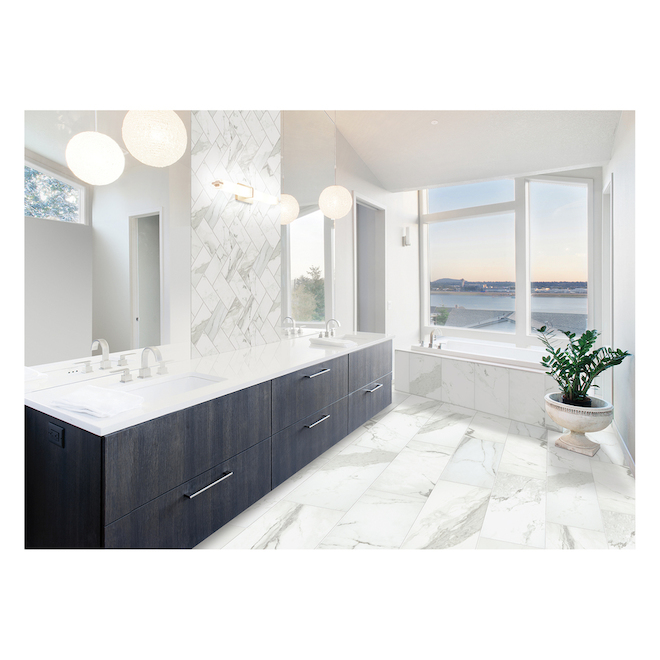 American Olean Tiffany Heights 4-in x 8-in Bianco Ceramic Wall Tile