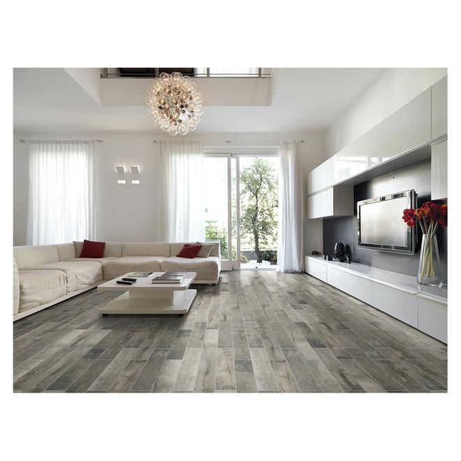 6-in x 36-in Muirwood Evening Rain Glazed Porcelain Floor Tile