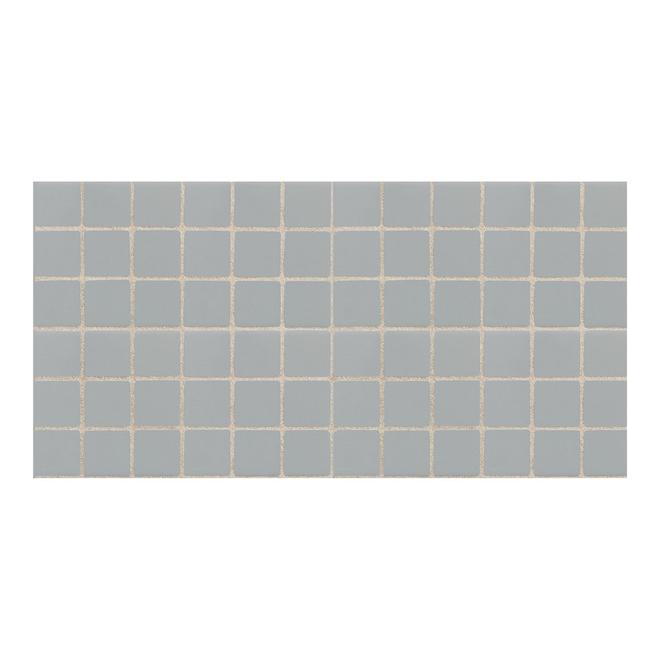 Satinglo 12-in x 12-in Light Smoke Ceramic Mosaic Wall Tile
