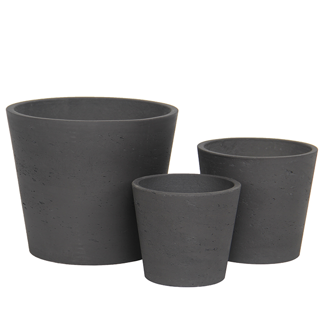 Planter Pots Stone Powder/Cement Black 3 Pack RONA