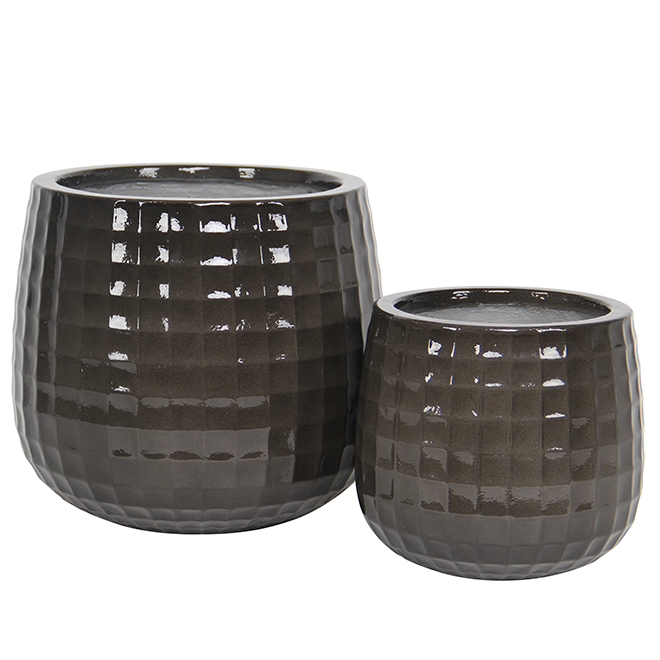 Ficonstone Planter Pots Dark Grey 2 Pack RONA