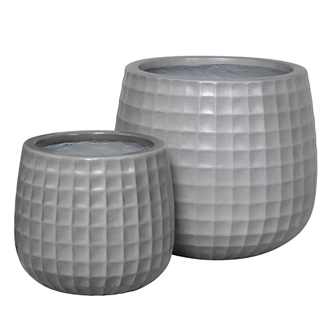 Ficonstone Planter Pots Flat Silver 2 Pack RONA