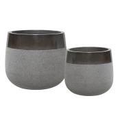 Ibiza Ficonstone Planter Pots - Dark Grey - 2 Pack