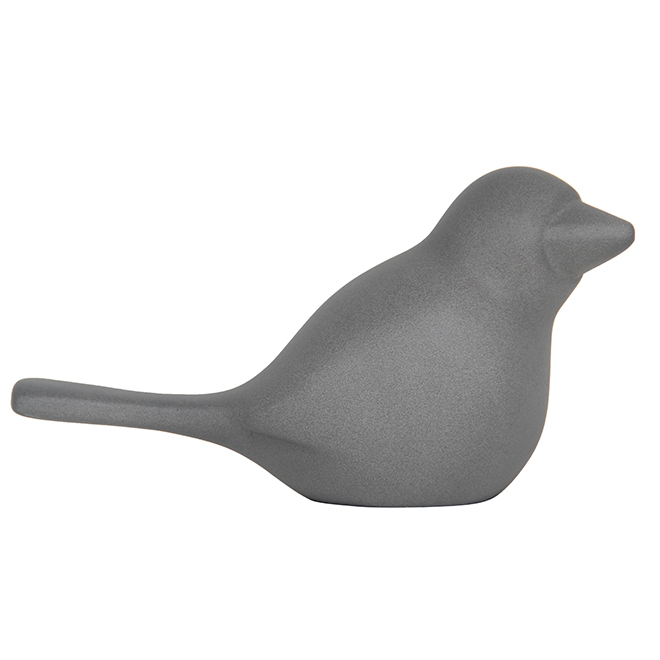 Bird Ficonstone Garden Statue - 6.7" - Matte Grey