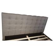Tête de lit capitonnée en bois, lit double, gris