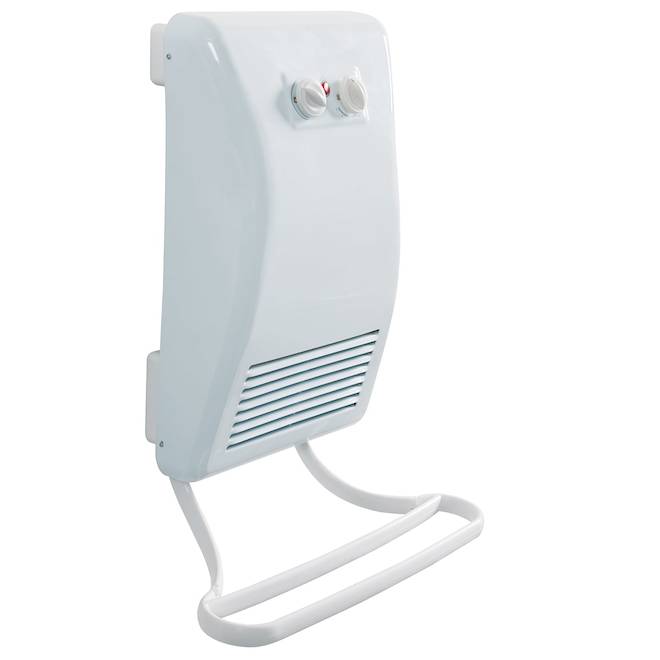 Valu+ Bathroom Convector 750-1500-W with Thermostat and Towel Bar - White