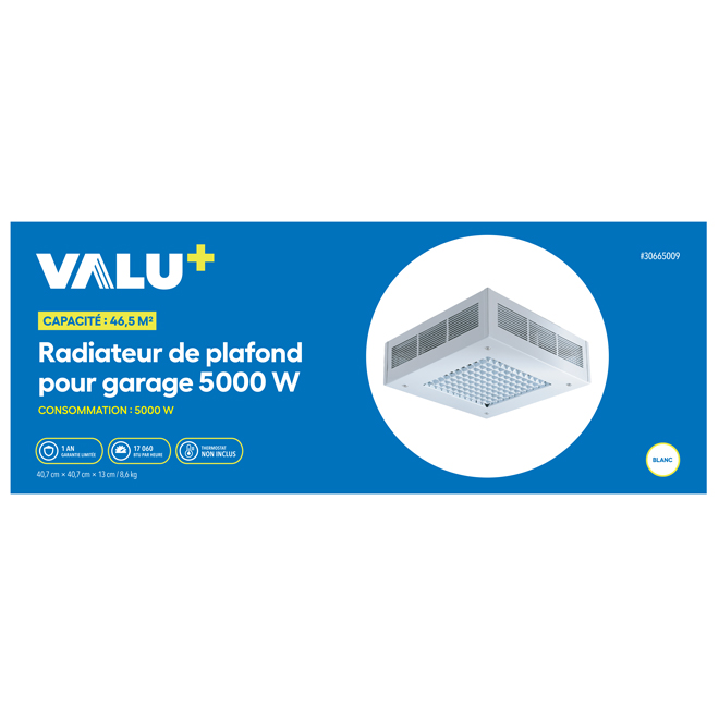 Radiateur de plafond pour garage VALU+ 5000 W 500 pi² en blanc