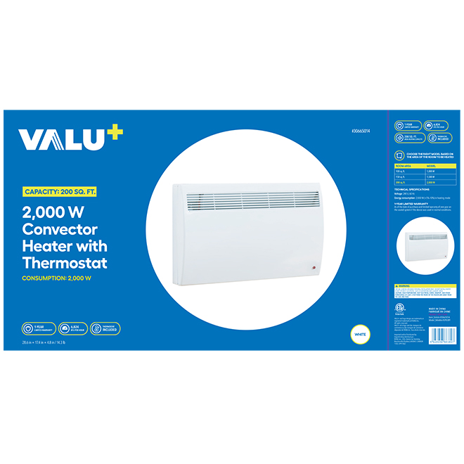 VALU+ White Wall Convector 2000-W with Thermostat SP8389 | RONA