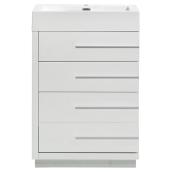 Meuble-lavabo à 3 tiroirs, blanc lustré