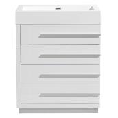 Meuble-lavabo autoportant à 3 tiroirs, MDF, blanc lustré