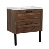Joan Vanity - 2 Soft-Closing Drawers - 1 Sink - 30-in - Walnut - White Cultured Marble