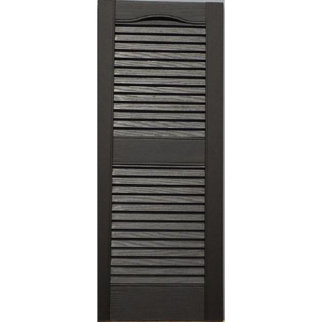 Severe Weather 15-in x 55-in Black Vinyl Louvered Shutter (Actual Size: 14.44-in W x 54.88-in H)