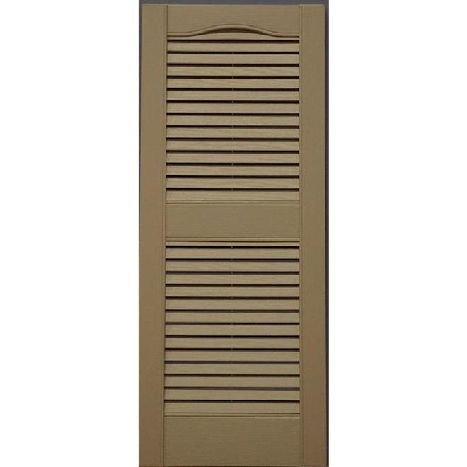 Severe Weather 15-in x 43-in Wicker Vinyl Louvered Shutter (Actual Size: 14.44-in W x 42.88-in H)