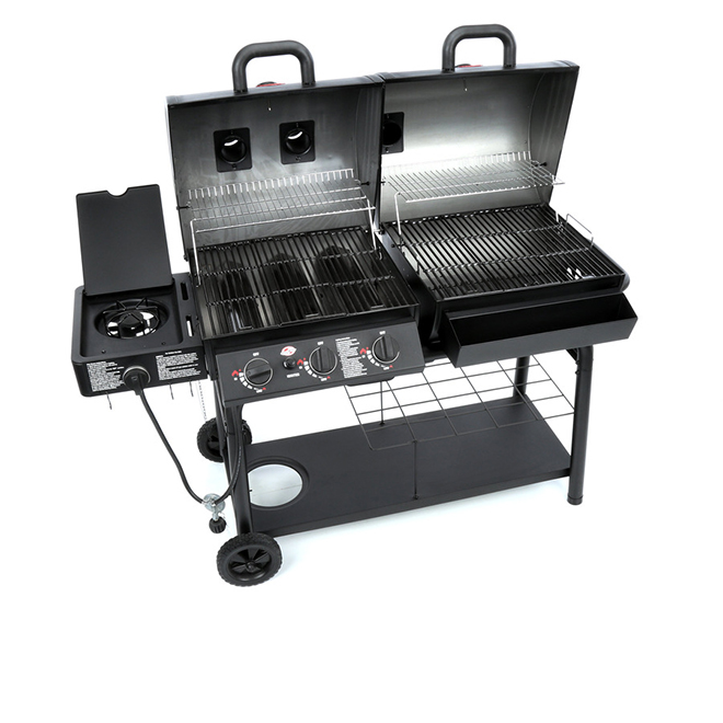 Char-Griller DUO 5050 Gas and Charcoal Grill - Steel - 1,260-sq. in. - Black
