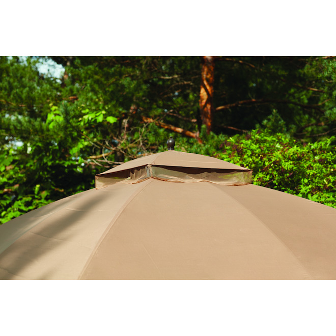 Allen + Roth Steel Gazebo - 10-ft x 12-ft - With Curtain and Netting - Brown