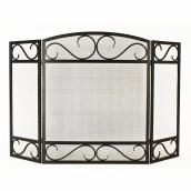 Style Selections 3-Panel Fireplace Screen - Scroll - Steel - 50.2-in x 32-in - Black