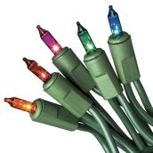 Jeu de 100 lumières incandescentes multicolores, 21,9', fil vert