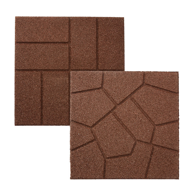 Rubberific 16-in x 16-in Brown Recycled Rubber Dual-Sided Paver