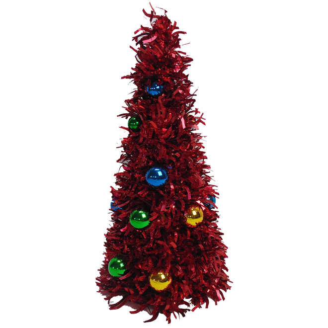 Assortiment d'arbres décoratifs avec boules de Noël, 8 po x 19 po, multicolore